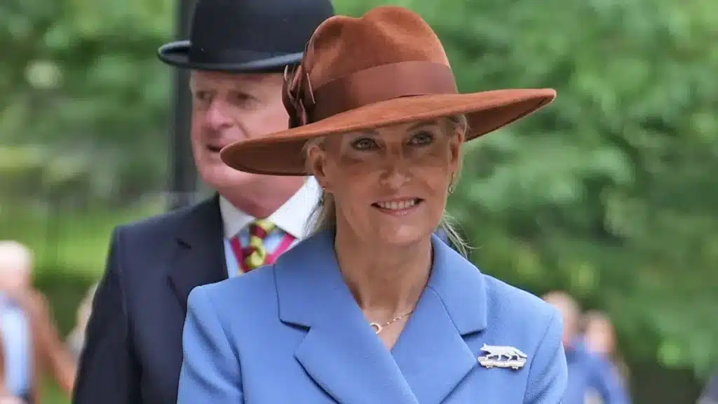 Duchess Sophie Stuns in Cinched Pastel Blue Dress at Hyde Park