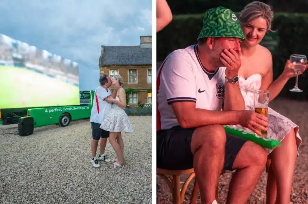 Couple Transforms Wedding Reception into World Cup Watch Party