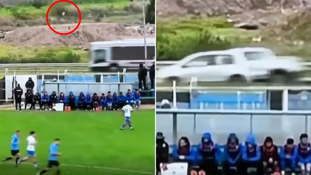 Football Clearance Sparks Terrifying Car Crash on Live TV