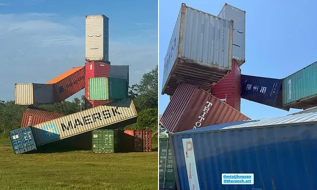 East Hampton Battles Shipping Container Art Sculpture East Hampton Battles Shipping Container Art Sculpture
