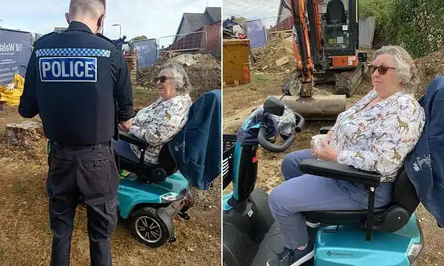 Pensioner Blocks Diggers with Mobility Scooter Over Building Dispute Pensioner Blocks Diggers with Mobility Scooter Over Building Dispute