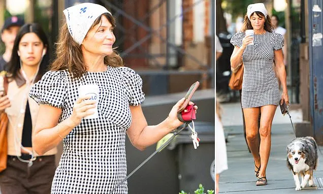 Helena Christensen Revives 90s Bandana Style in Gingham Dress Helena Christensen Revives 90s Bandana Style in Gingham Dress